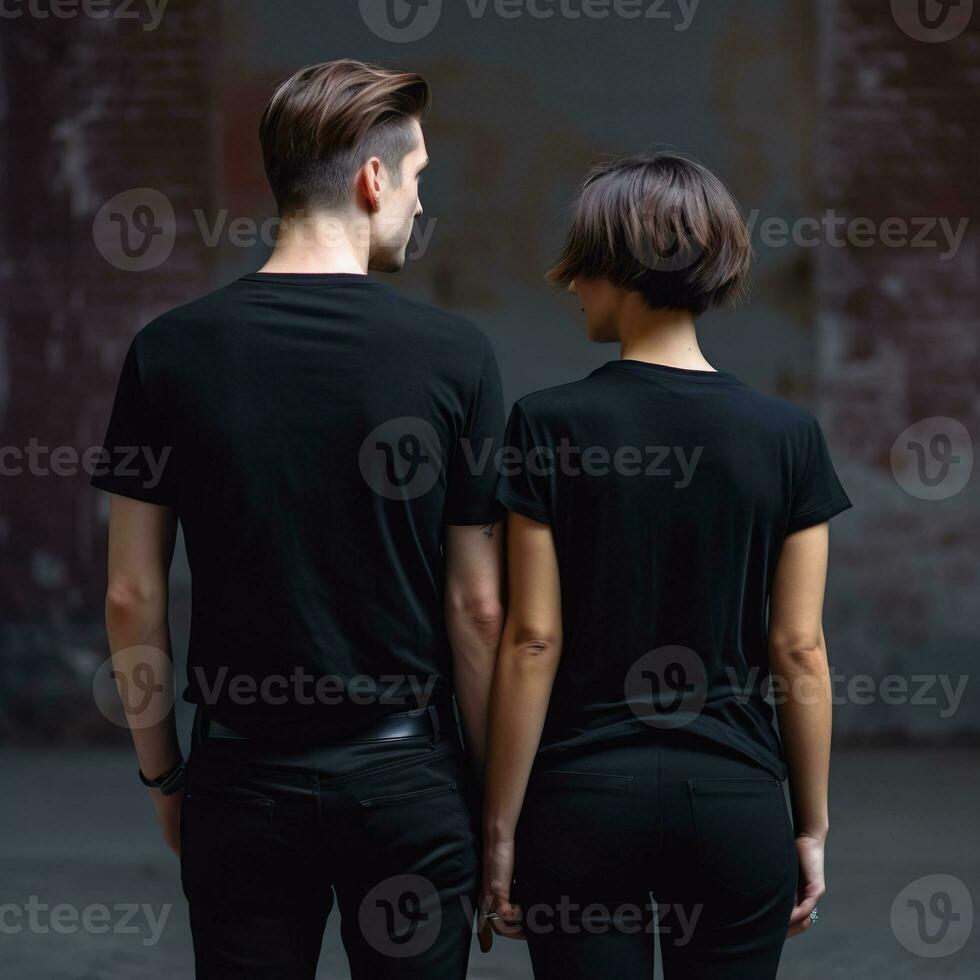 Illustration of a fashion portrait with plain t-shirt mockup, AI Generated photo