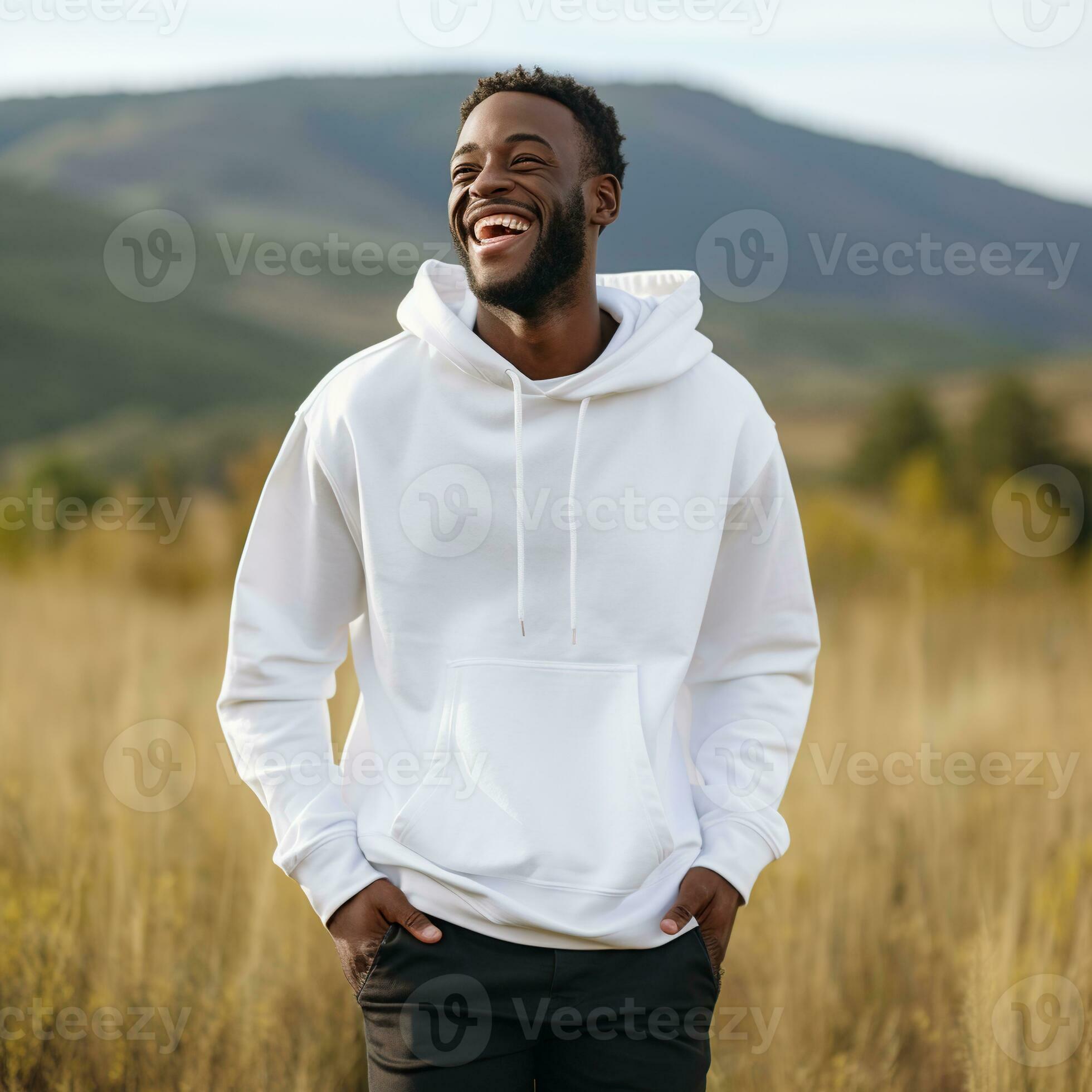 Illustration of a fashion portrait with plain hoodie mockup, AI