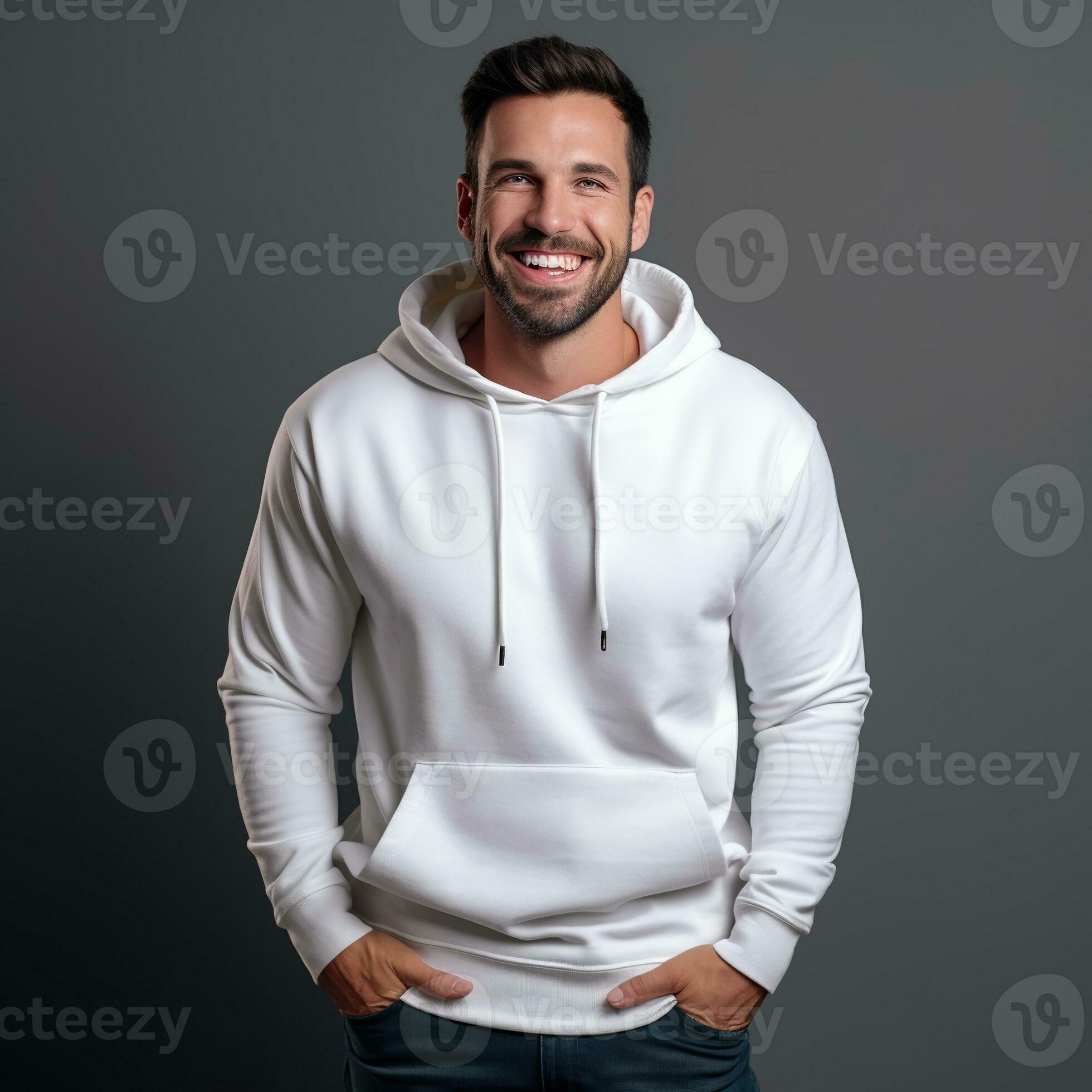 Illustration of a fashion portrait with plain hoodie mockup, AI
