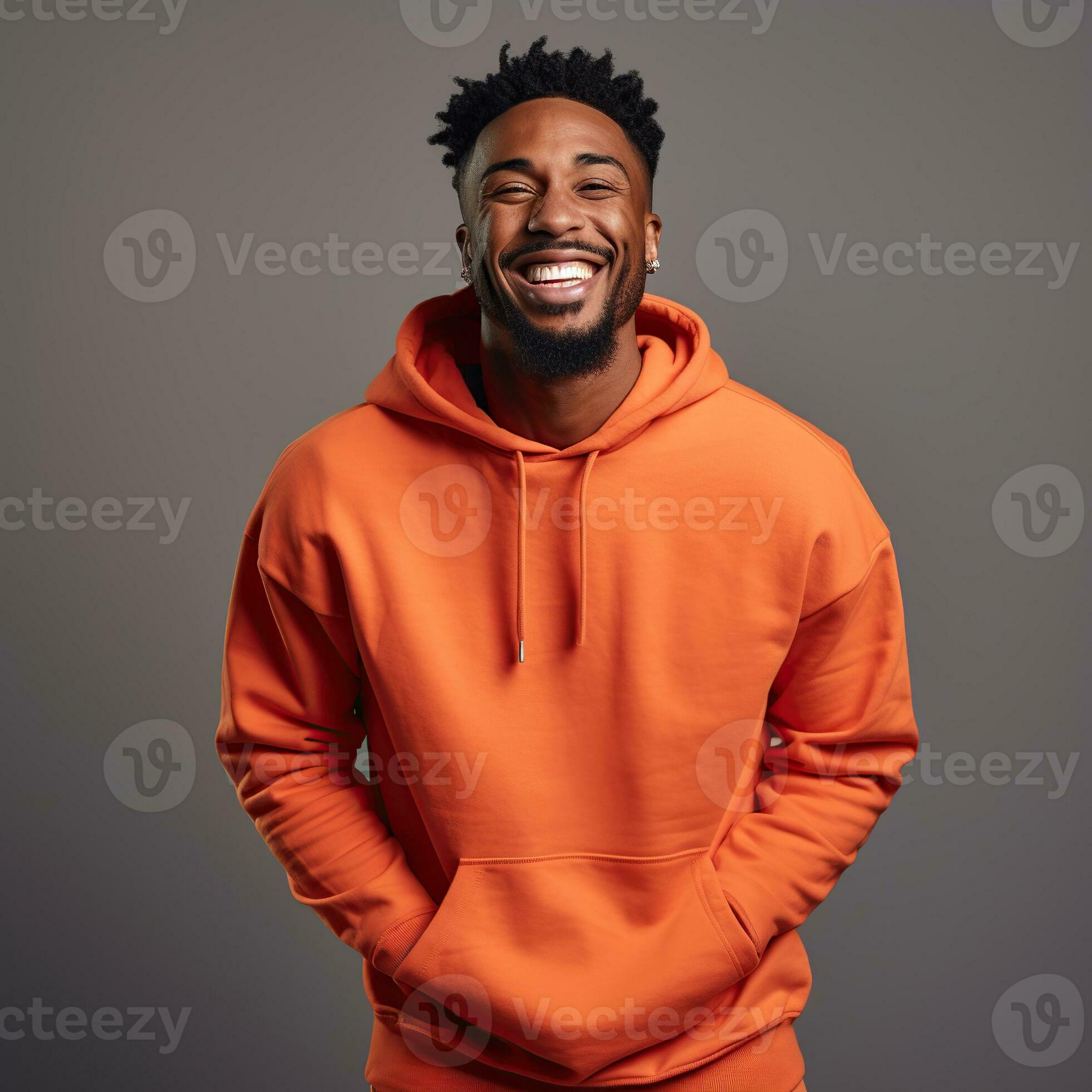Illustration of a fashion portrait with plain hoodie mockup, AI