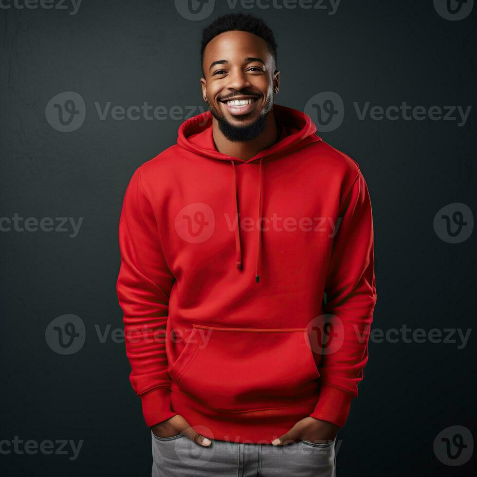 Illustration of a fashion portrait with plain hoodie mockup, AI Generated photo