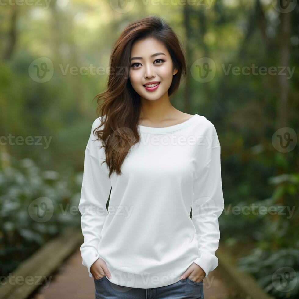 Illustration of a fashion couple portrait with plain hoodie mockup,  AI generative photo