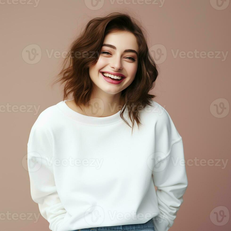 Illustration of a fashion couple portrait with plain hoodie mockup,  AI generative photo