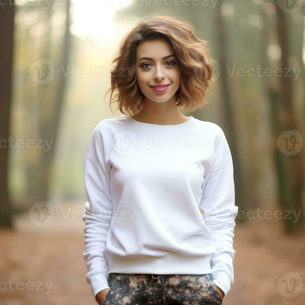 Illustration of a fashion couple portrait with plain hoodie mockup,  AI generative photo