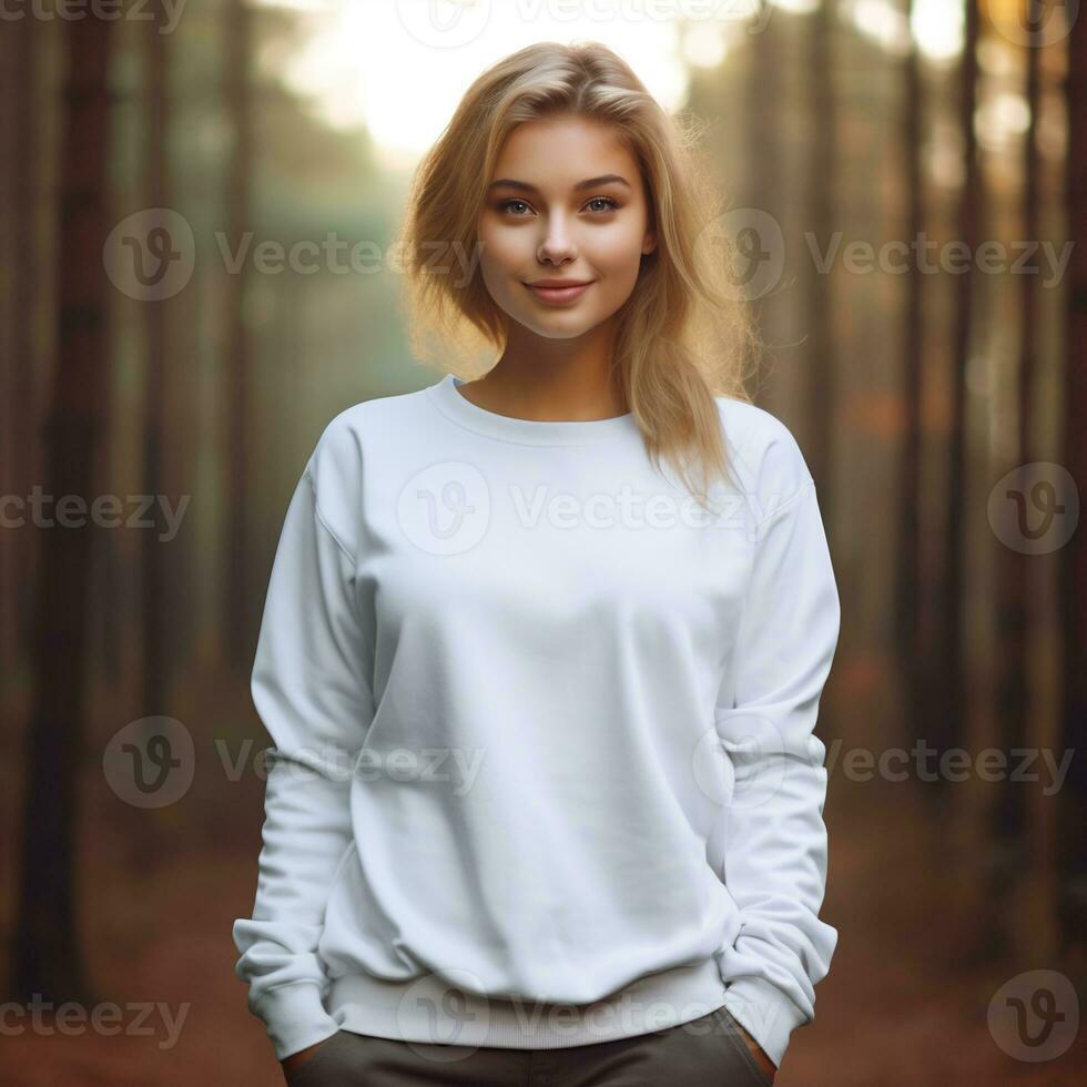 Illustration of a fashion couple portrait with plain hoodie mockup,  AI generative photo