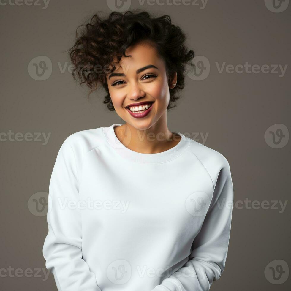 Illustration of a fashion couple portrait with plain hoodie mockup,  AI generative photo