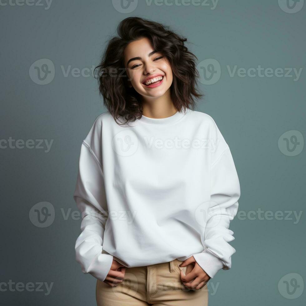 Illustration of a fashion couple portrait with plain hoodie mockup,  AI generative photo