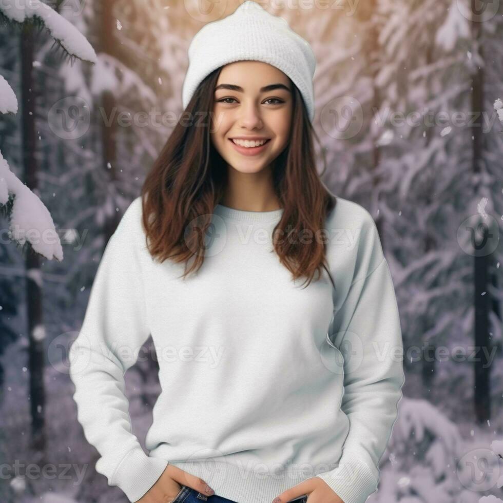 Illustration of a fashion couple portrait with plain hoodie mockup,  AI generative photo