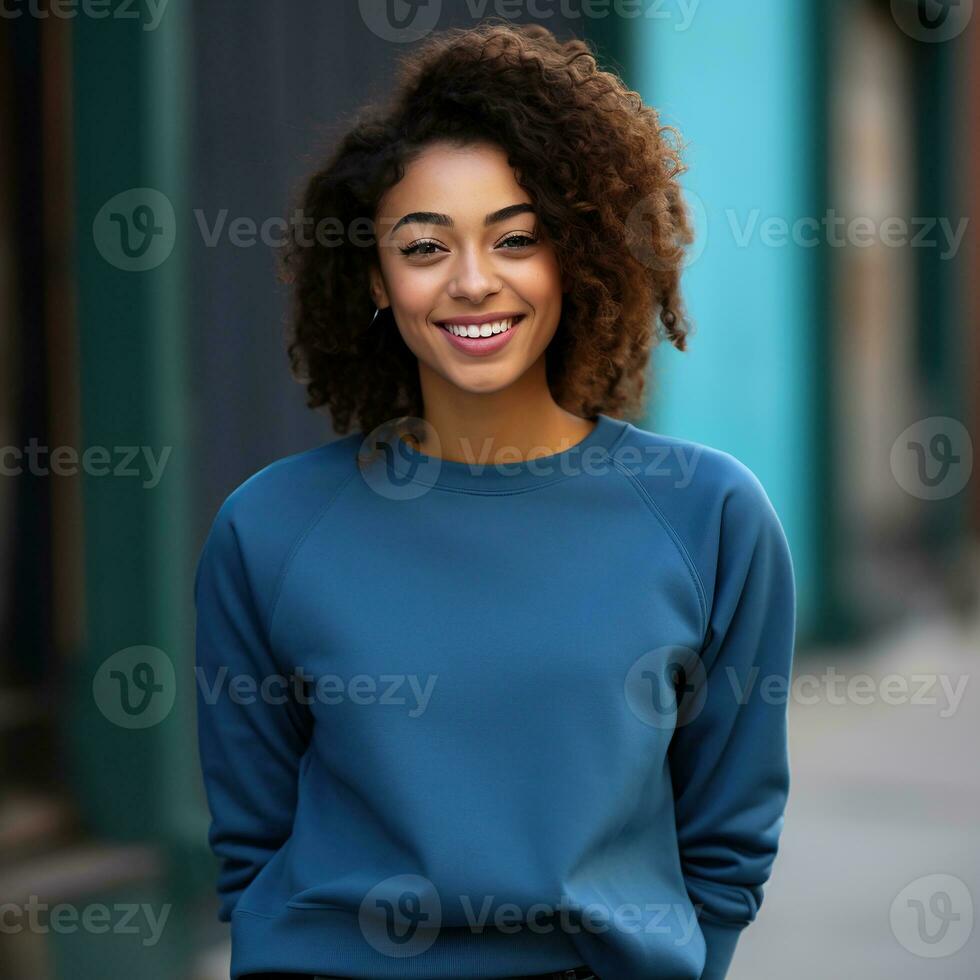 Illustration of a fashion couple portrait with plain hoodie mockup,  AI generative photo
