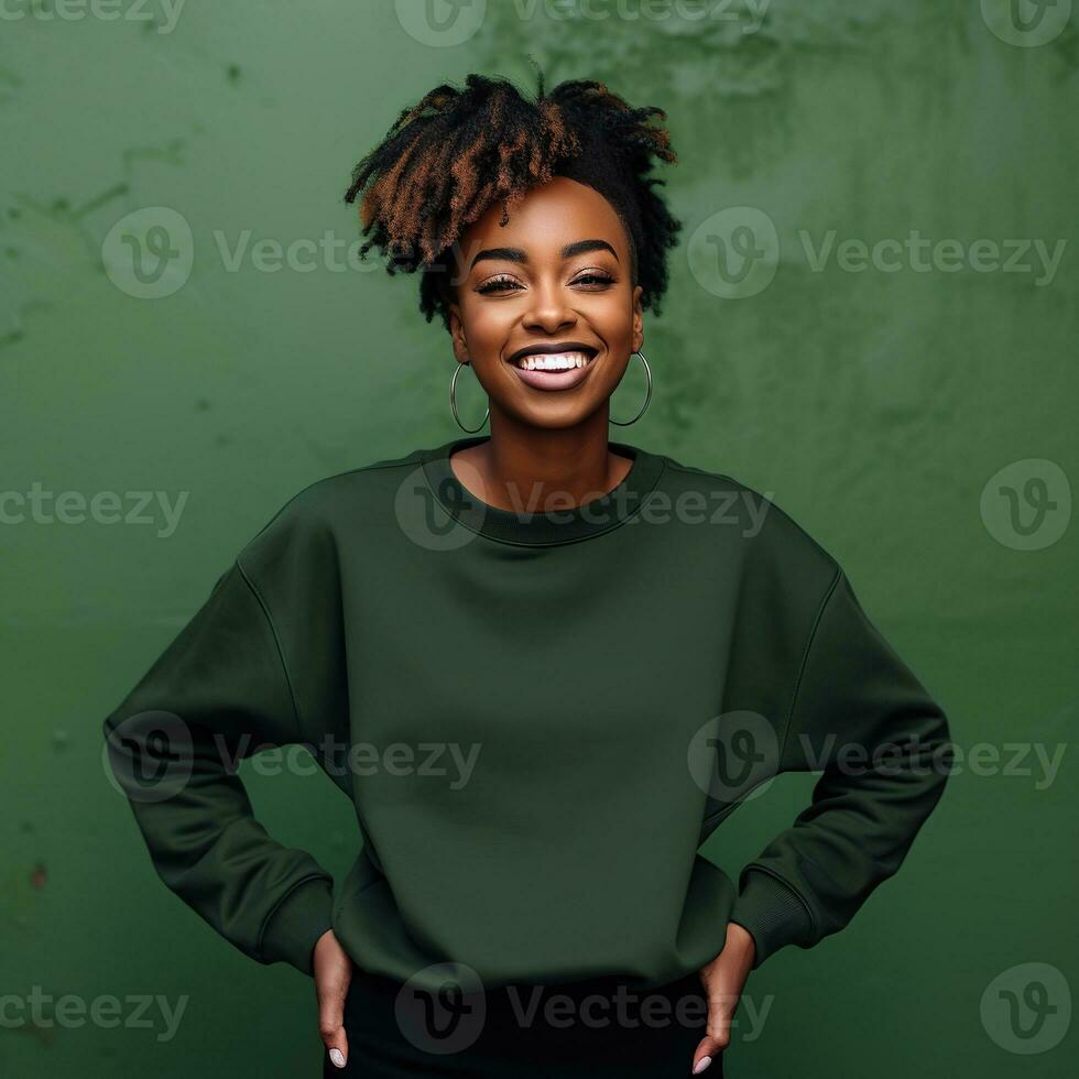 Illustration of a fashion couple portrait with plain hoodie mockup,  AI generative photo