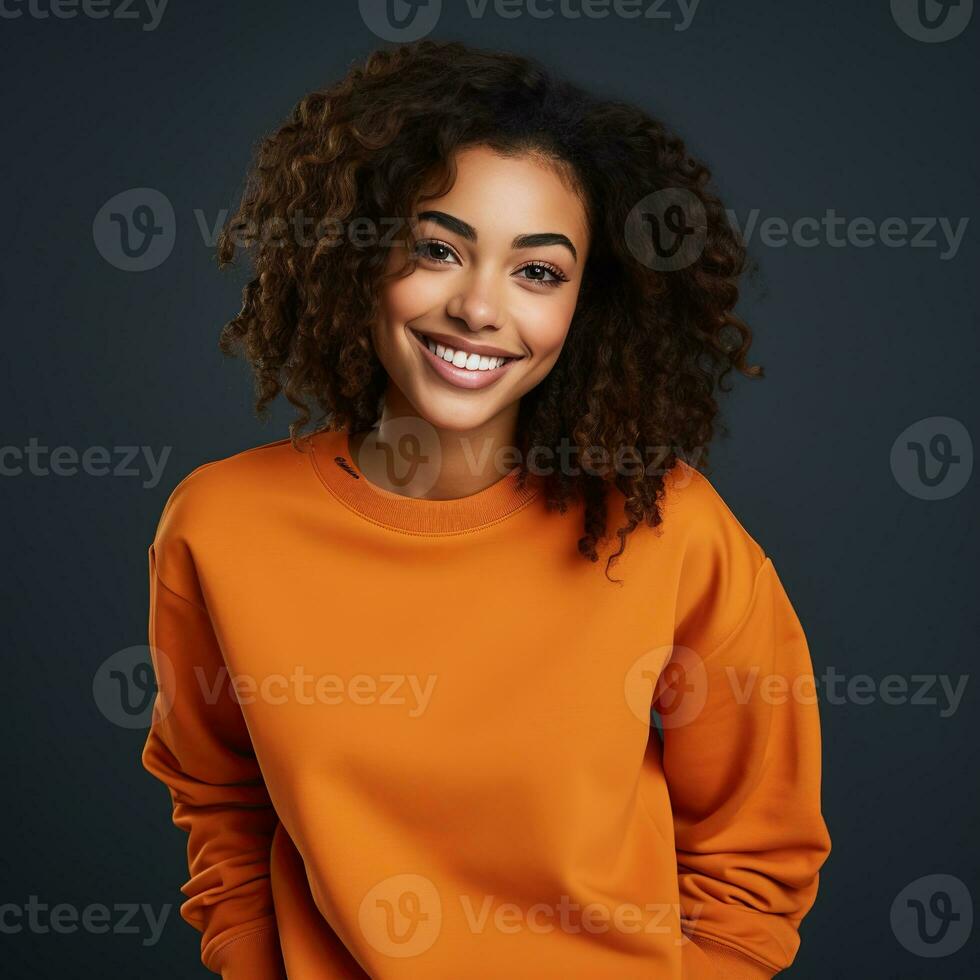 Illustration of a fashion couple portrait with plain hoodie mockup,  AI generative photo