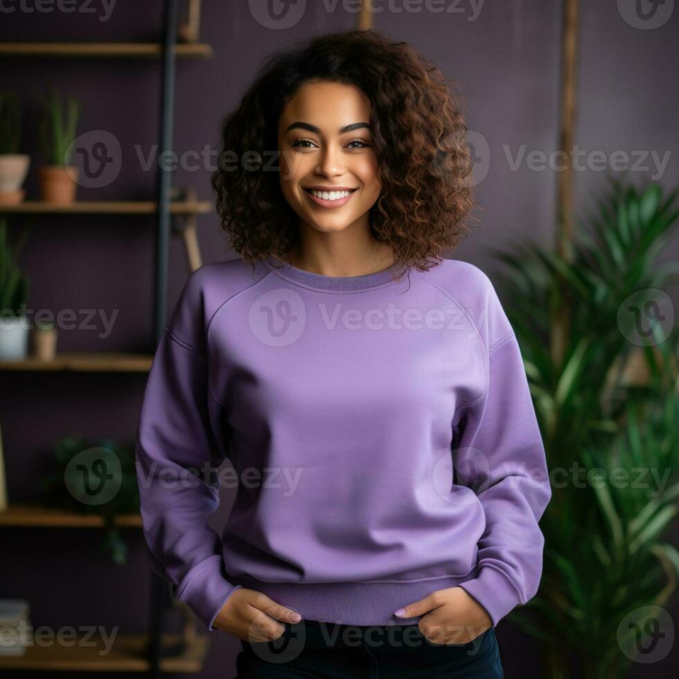 Illustration of a fashion couple portrait with plain hoodie mockup,  AI generative photo