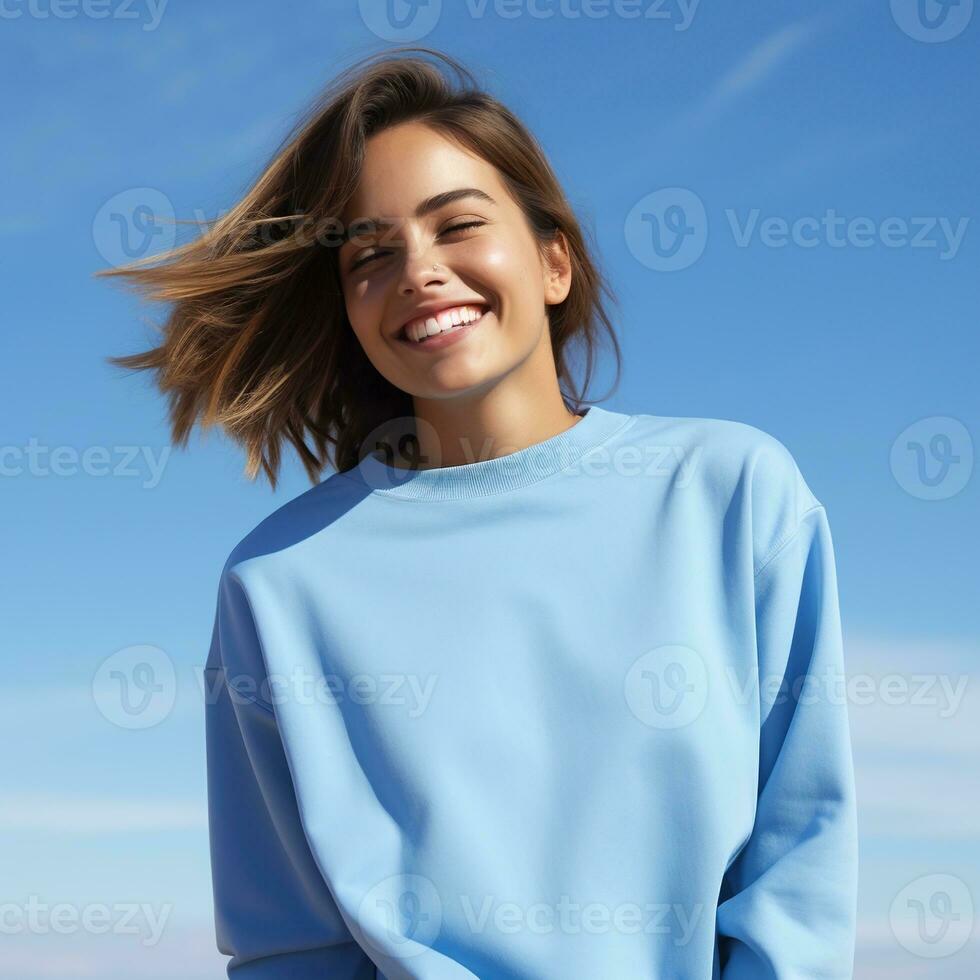 Illustration of a fashion couple portrait with plain hoodie mockup,  AI generative photo