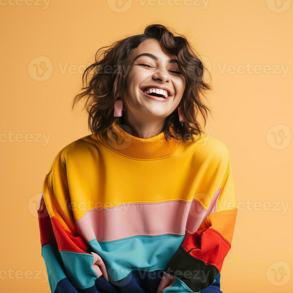 Illustration of a fashion couple portrait with plain hoodie mockup,  AI generative photo