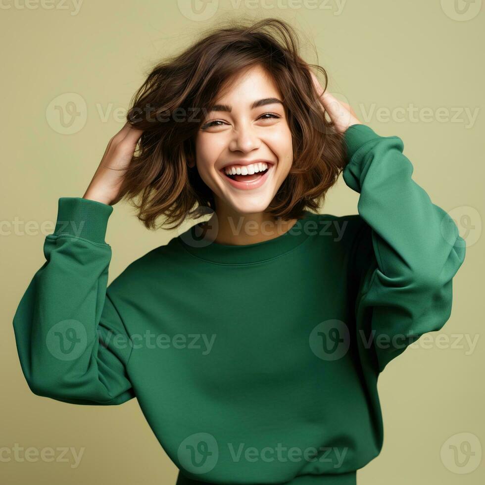 Illustration of a fashion couple portrait with plain hoodie mockup,  AI generative photo