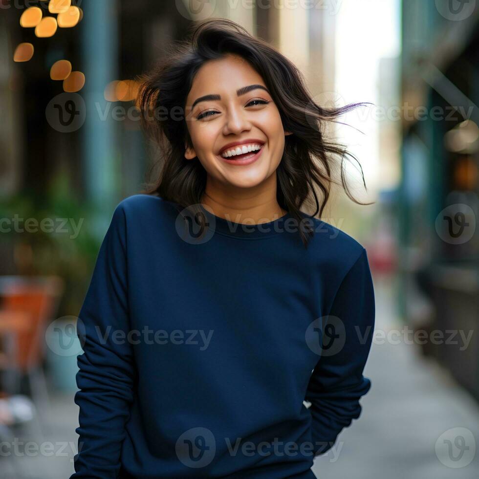 Illustration of a fashion couple portrait with plain hoodie mockup,  AI generative photo