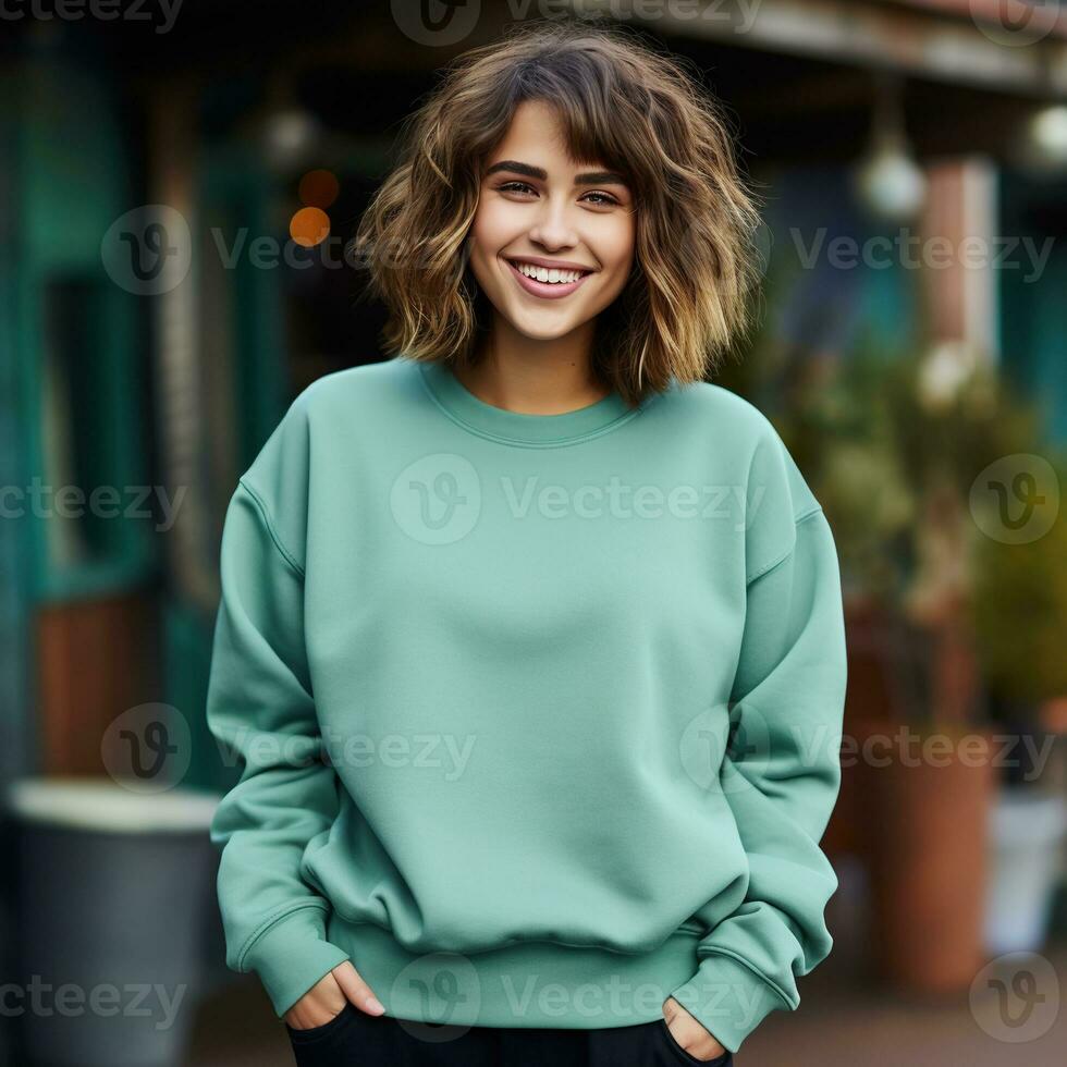 Illustration of a fashion couple portrait with plain hoodie mockup,  AI generative photo