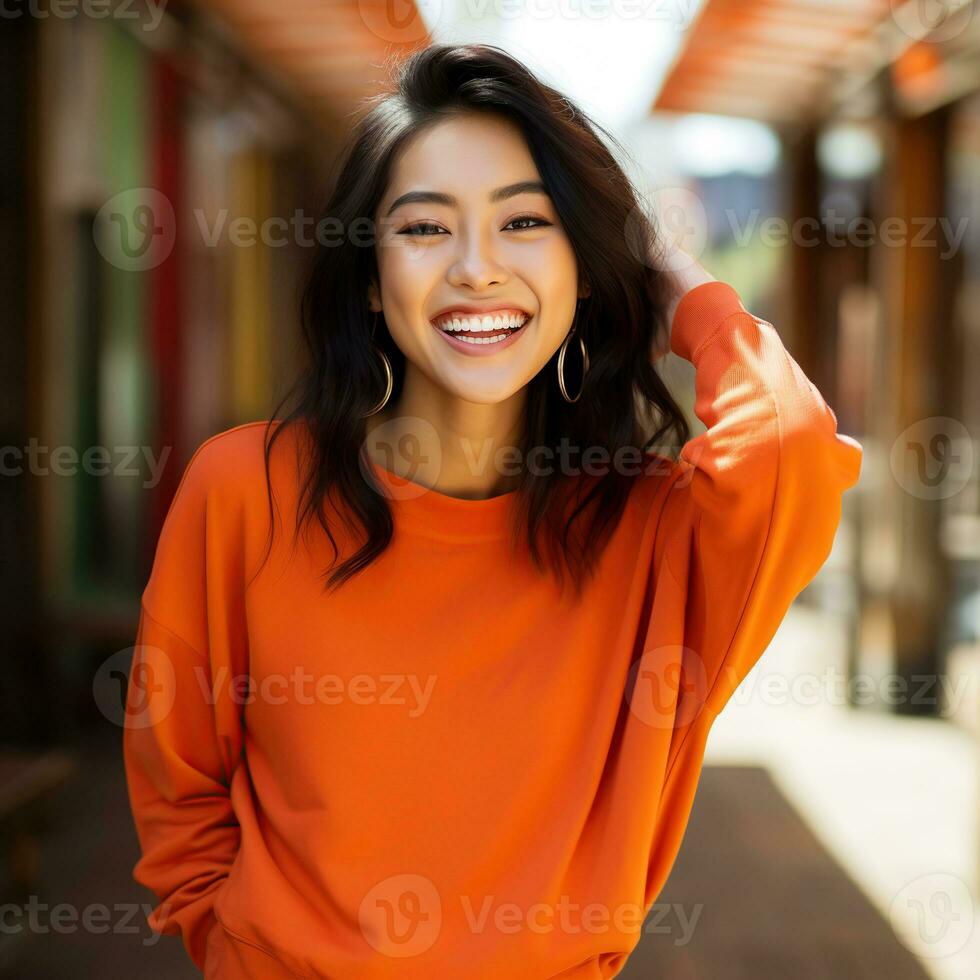 Illustration of a fashion couple portrait with plain hoodie mockup,  AI generative photo