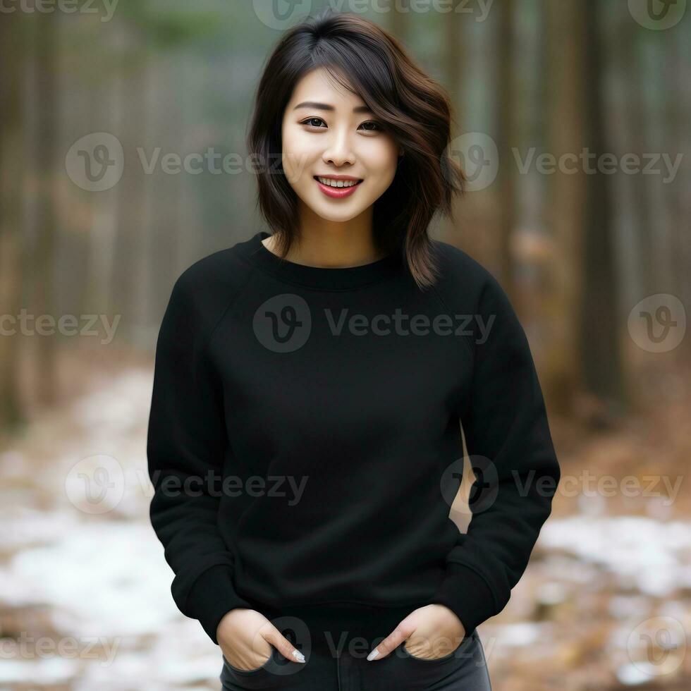 Illustration of a fashion couple portrait with plain hoodie mockup,  AI generative photo