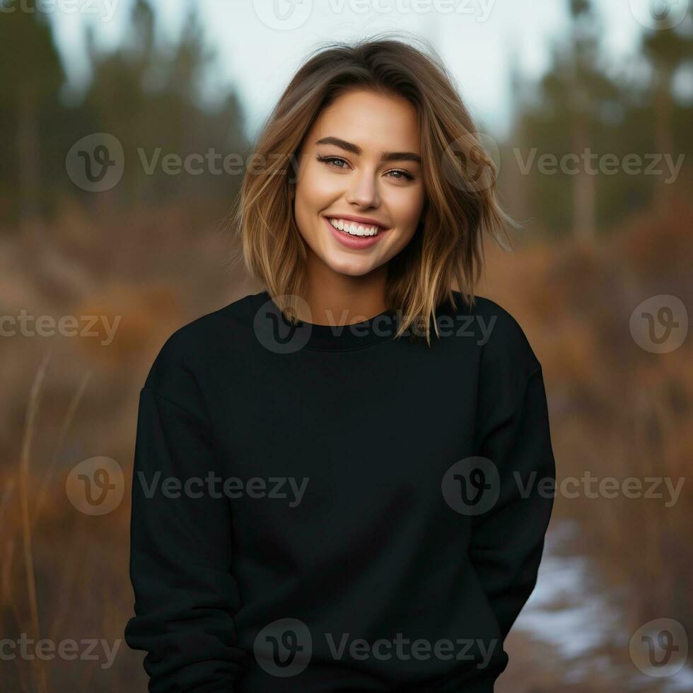 Illustration of a fashion couple portrait with plain hoodie mockup,  AI generative photo