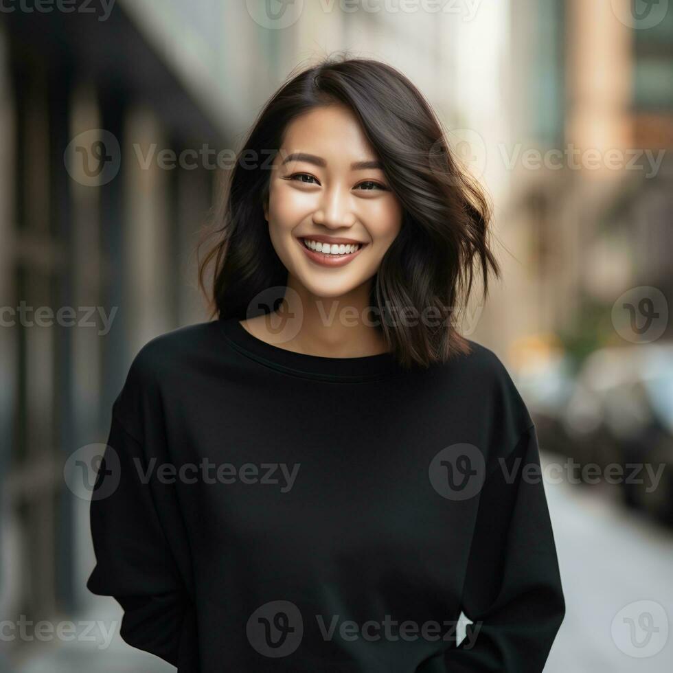 Illustration of a fashion couple portrait with plain hoodie mockup,  AI generative photo