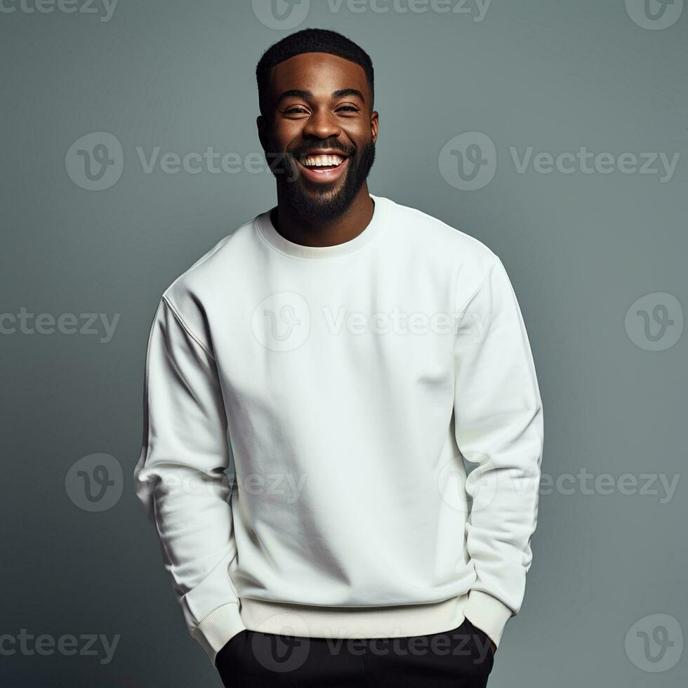 Illustration of a fashion portrait with plain sweater mockup, Ai generative , photo