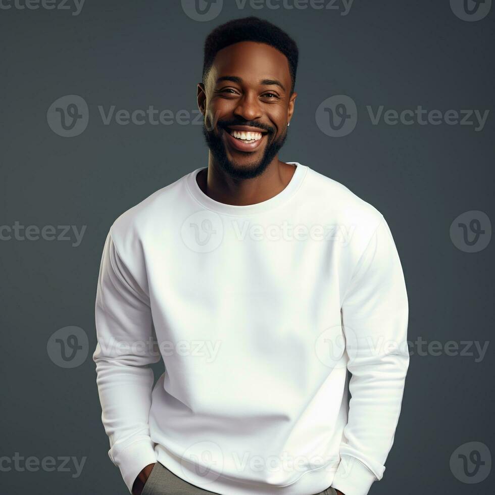 Illustration of a fashion portrait with plain sweater mockup, Ai generative , photo