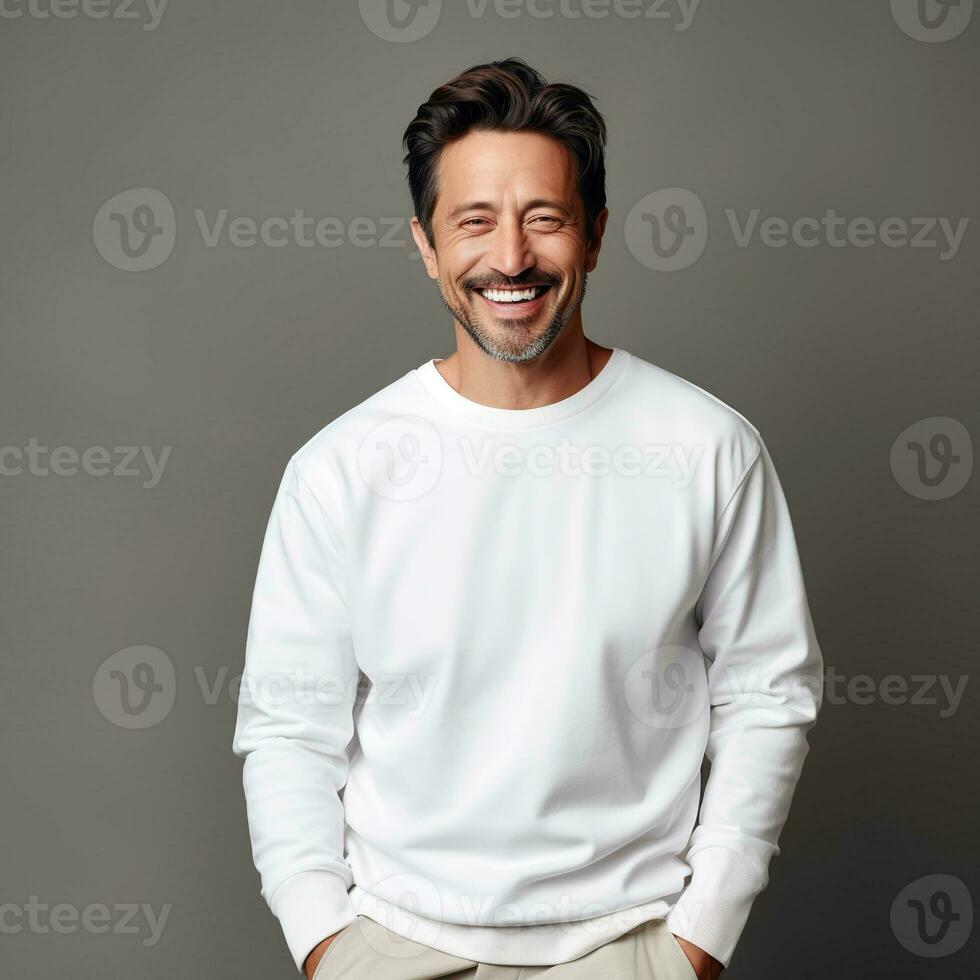 Illustration of a fashion portrait with plain sweater mockup, Ai generative , photo