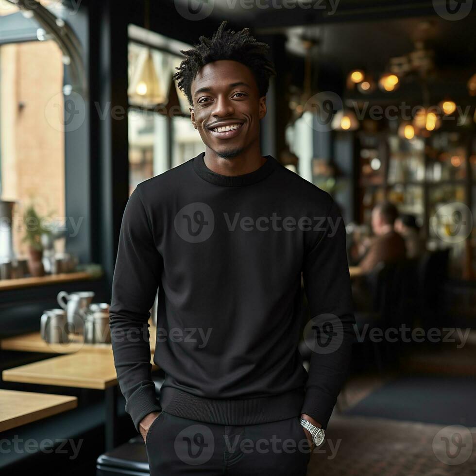 Illustration of a fashion portrait with plain sweater mockup, Ai generative , photo
