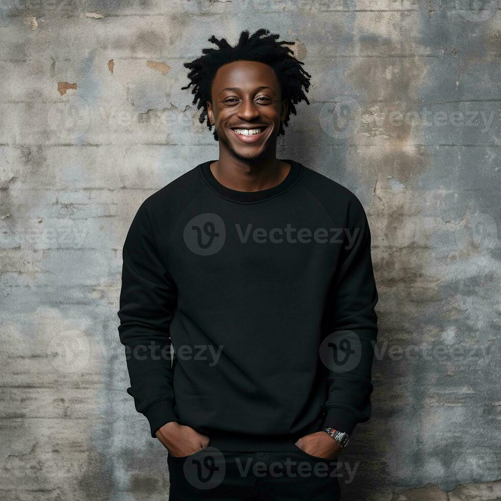 Illustration of a fashion portrait with plain sweater mockup, Ai generative , photo