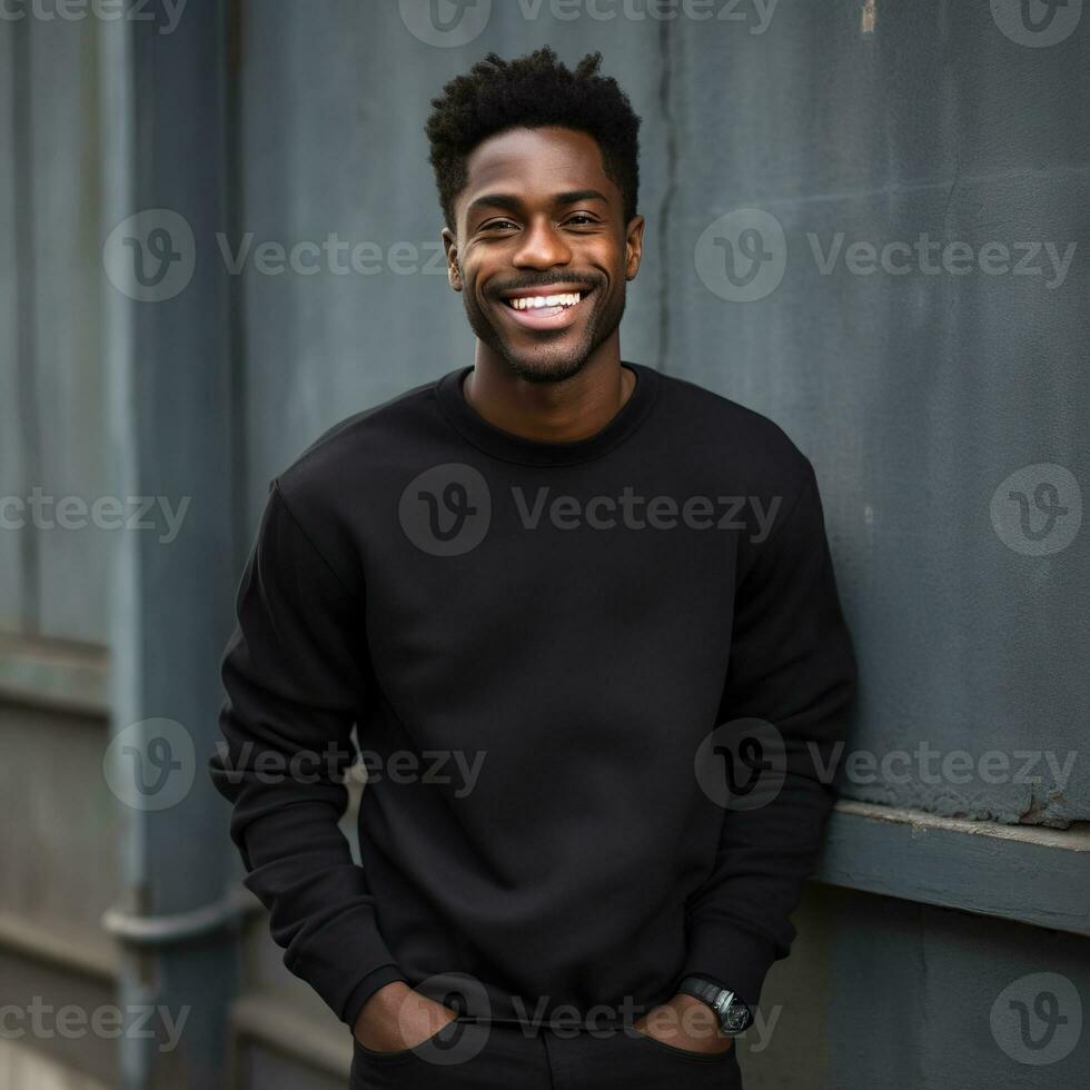Illustration of a fashion portrait with plain sweater mockup, Ai generative , photo