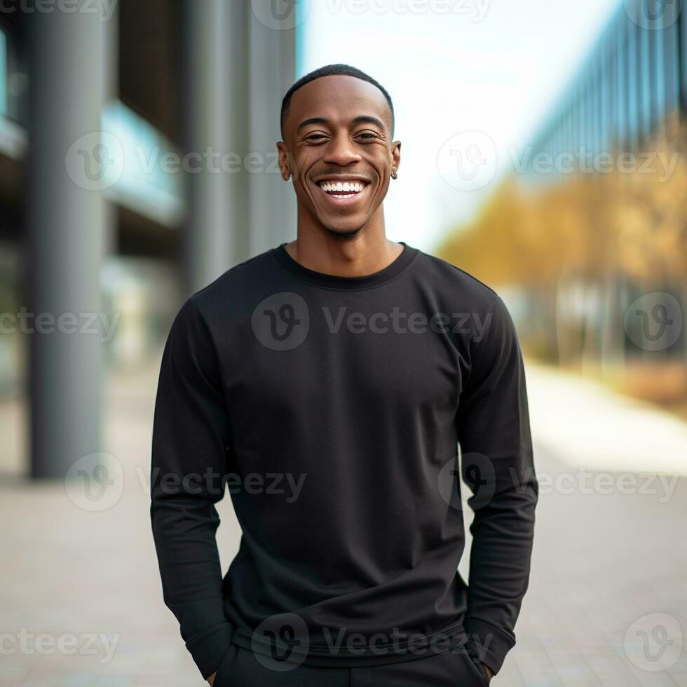 Illustration of a fashion portrait with plain sweater mockup, Ai generative , photo