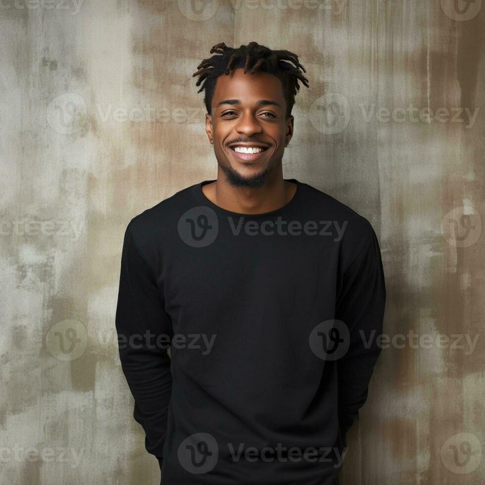 Illustration of a fashion portrait with plain sweater mockup, Ai generative , photo