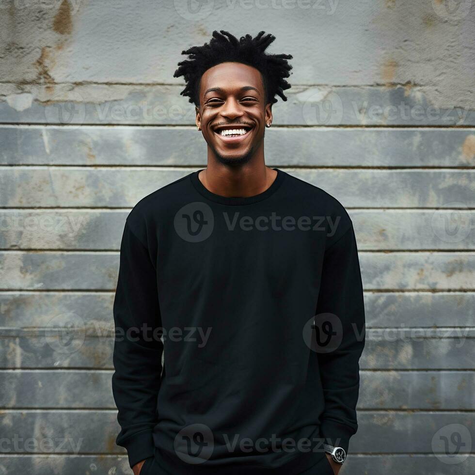 Illustration of a fashion portrait with plain sweater mockup, Ai generative , photo