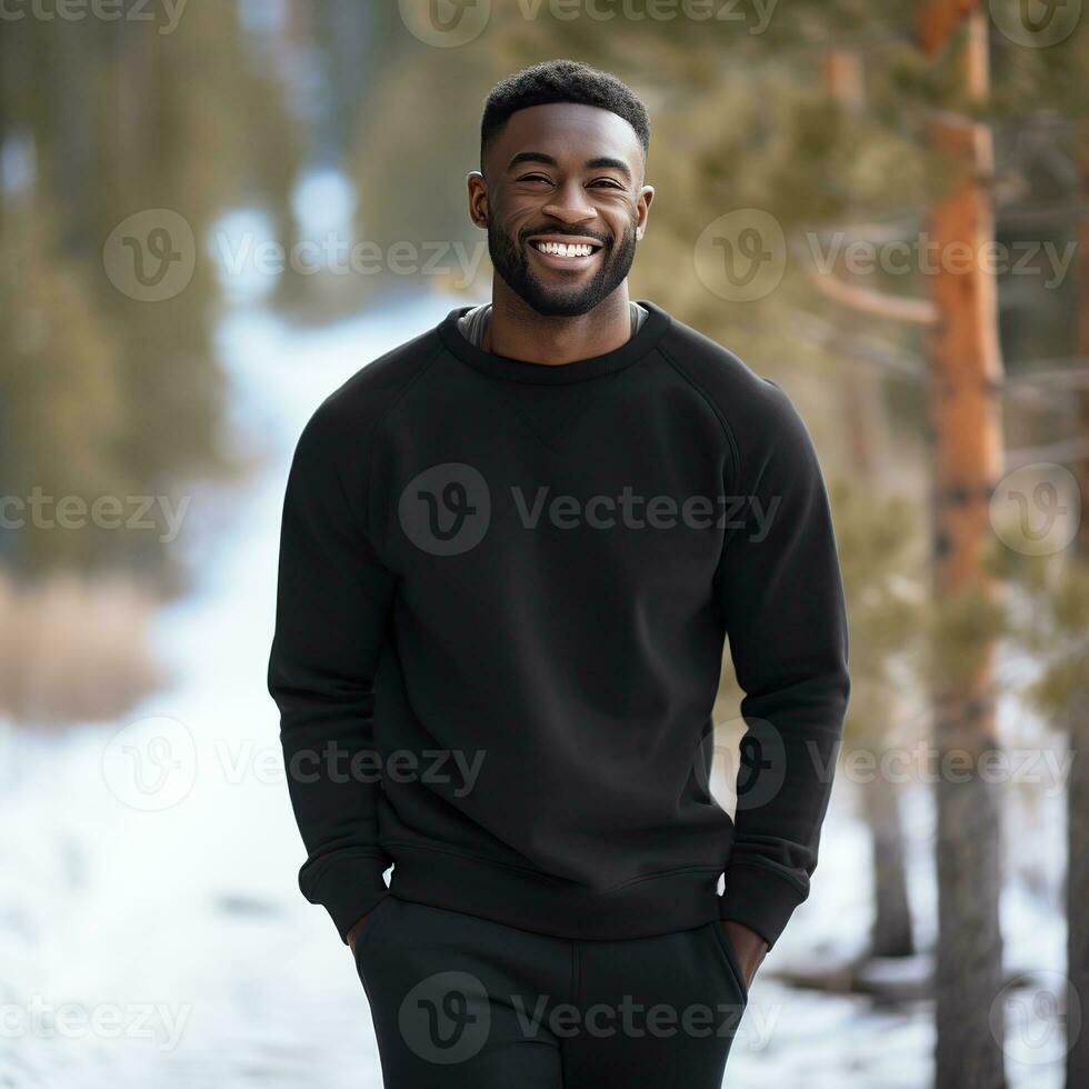 Illustration of a fashion portrait with plain sweater mockup, Ai generative , photo