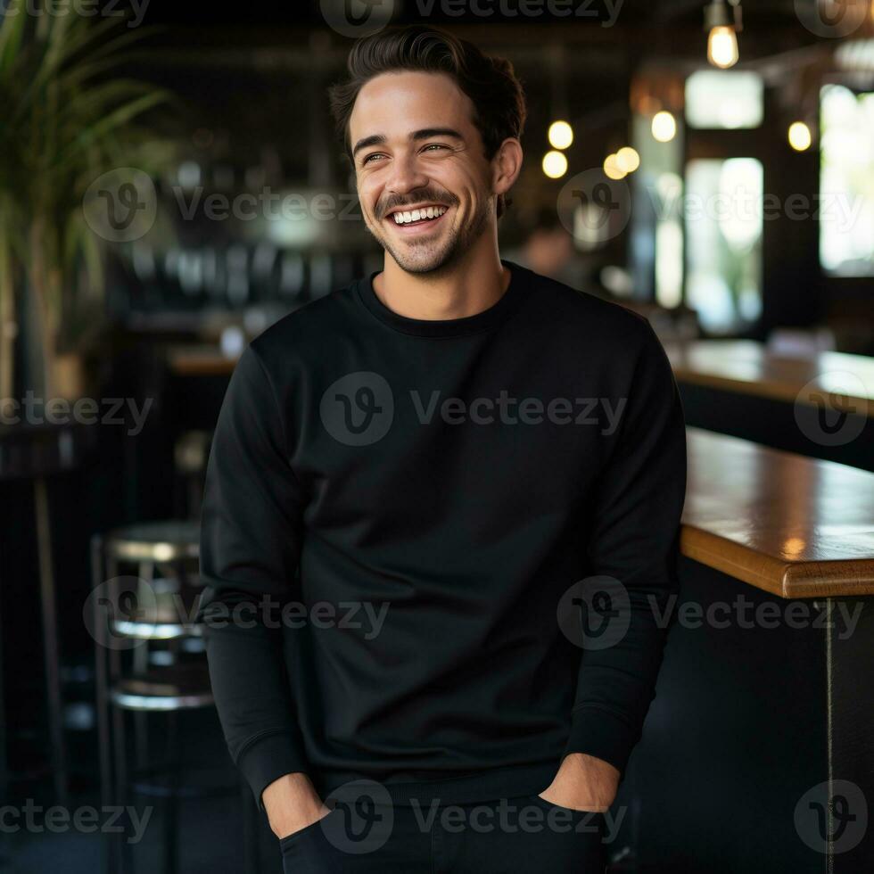 Illustration of a fashion portrait with plain sweater mockup, Ai generative , photo