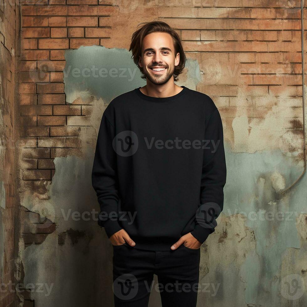 Illustration of a fashion portrait with plain sweater mockup, Ai generative , photo