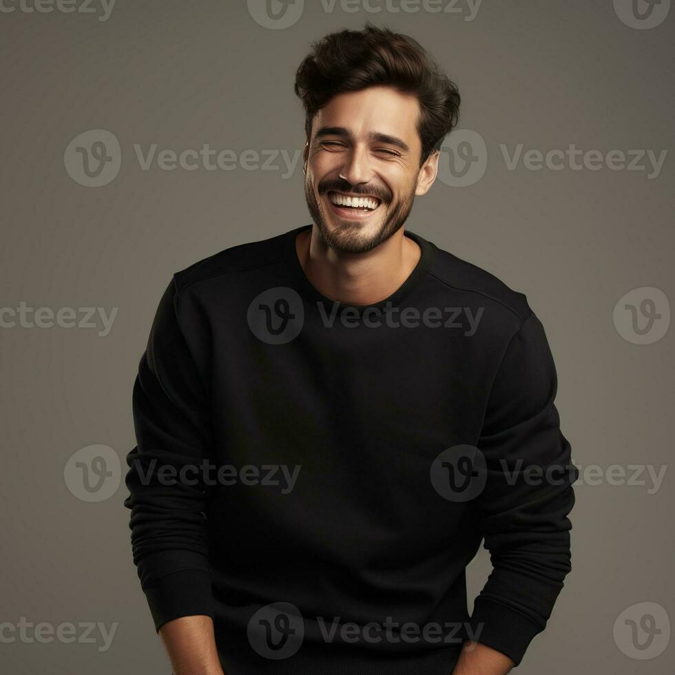 Illustration of a fashion portrait with plain sweater mockup, Ai generative , photo