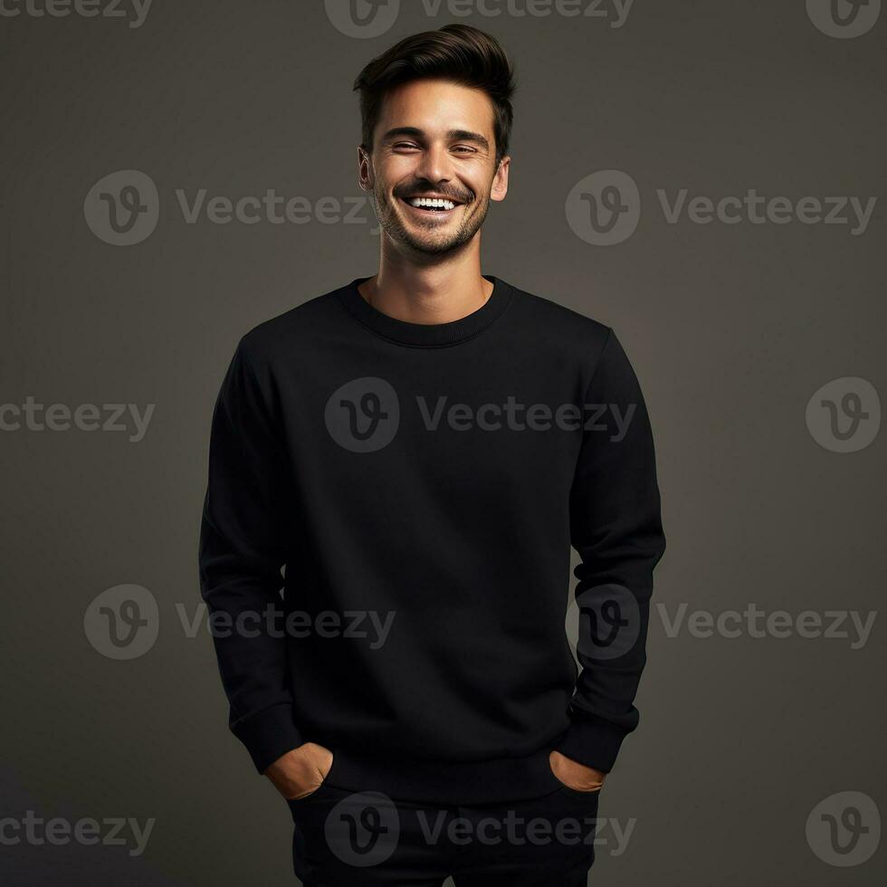 Illustration of a fashion portrait with plain sweater mockup, Ai generative , photo
