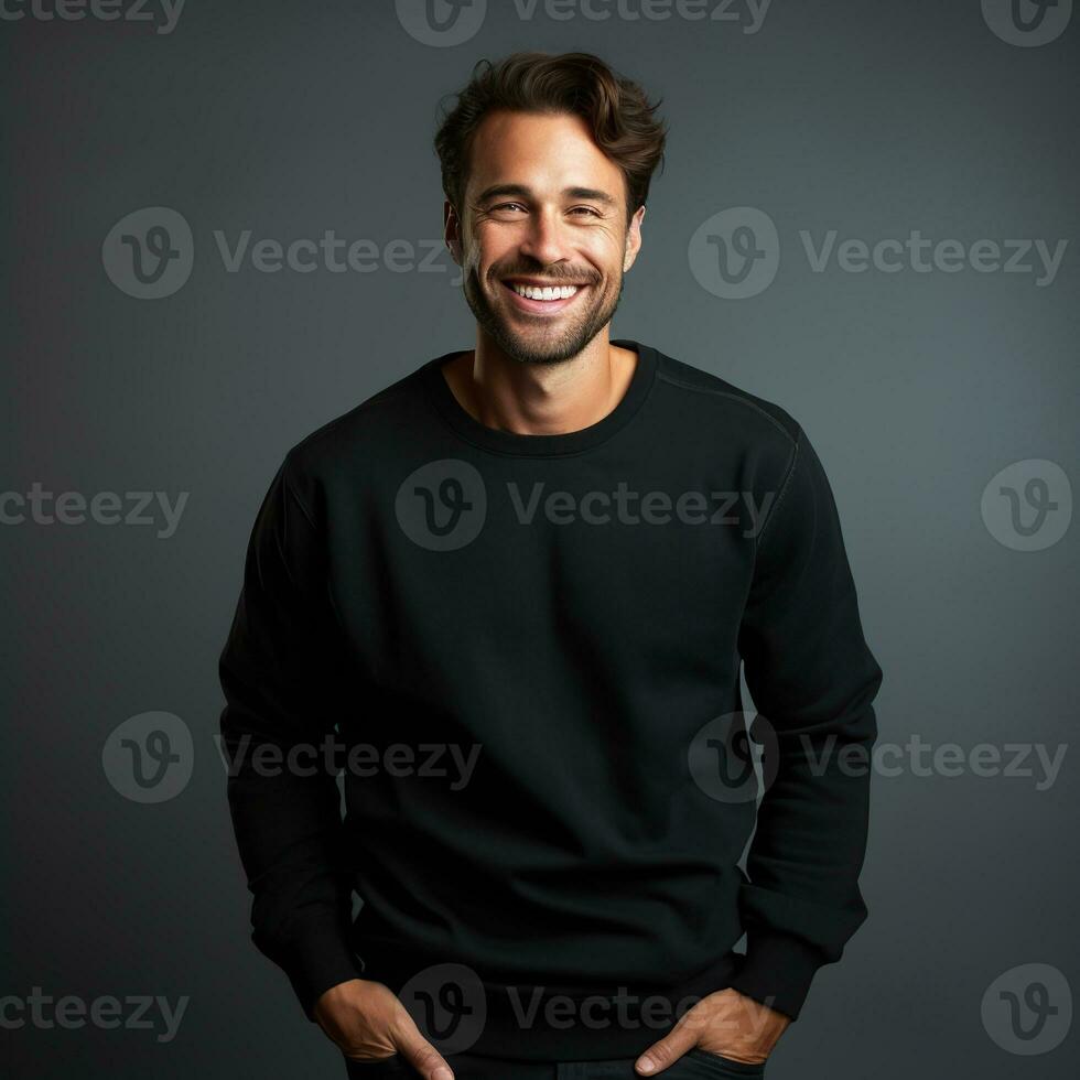 Illustration of a fashion portrait with plain sweater mockup, Ai generative , photo