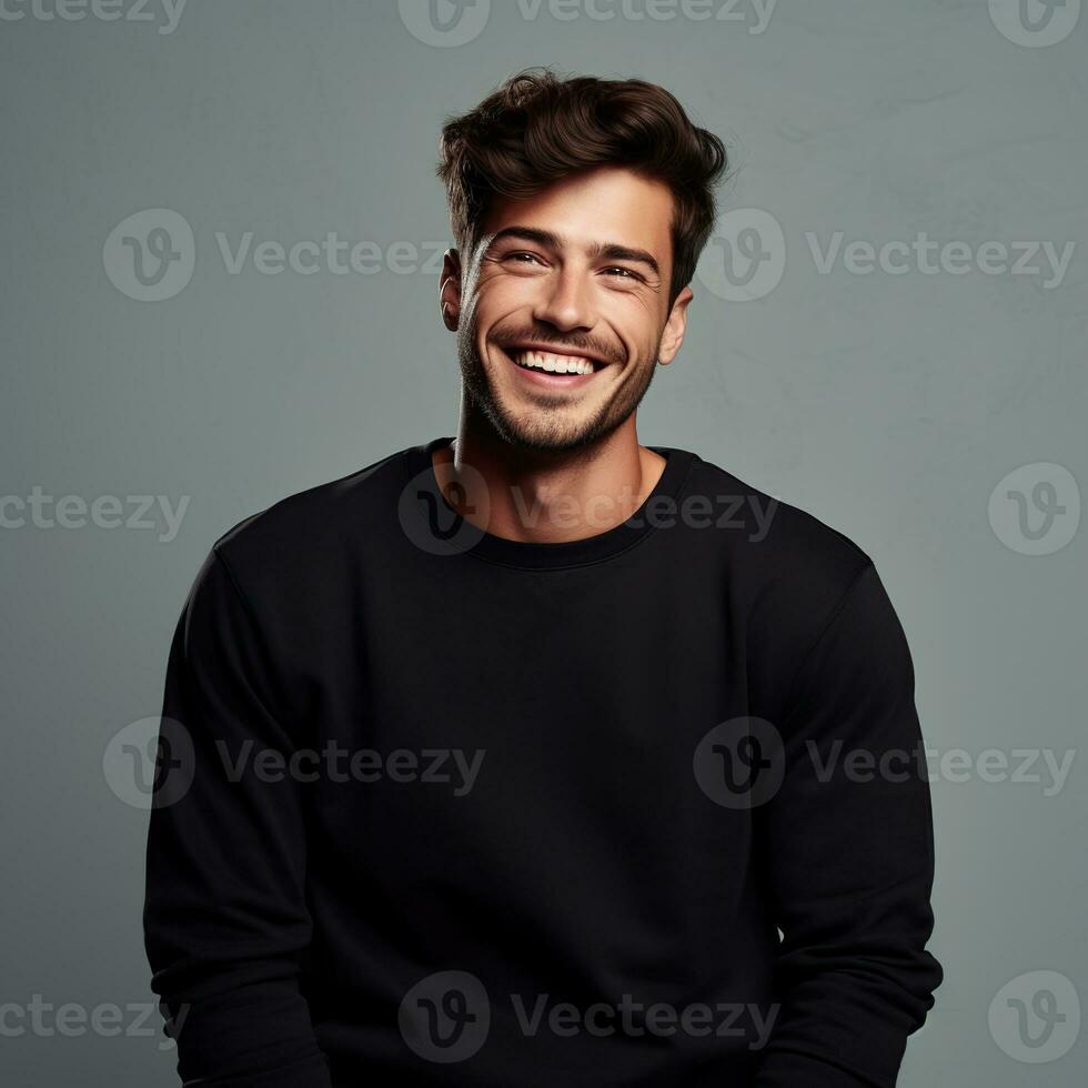 Illustration of a fashion portrait with plain sweater mockup, Ai generative , photo