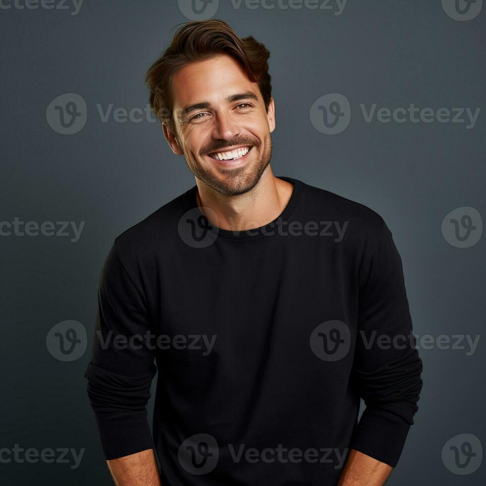 Illustration of a fashion portrait with plain sweater mockup, Ai generative , photo