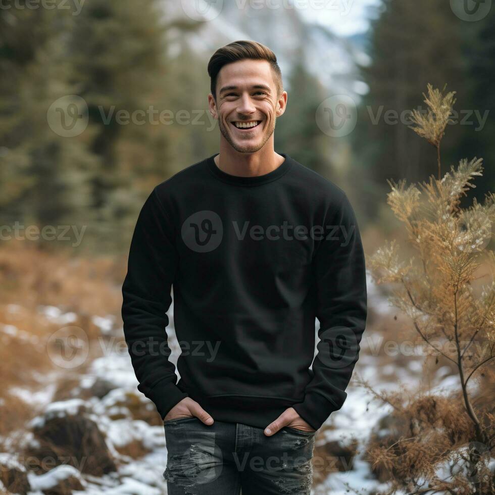 Illustration of a fashion portrait with plain sweater mockup, Ai generative , photo