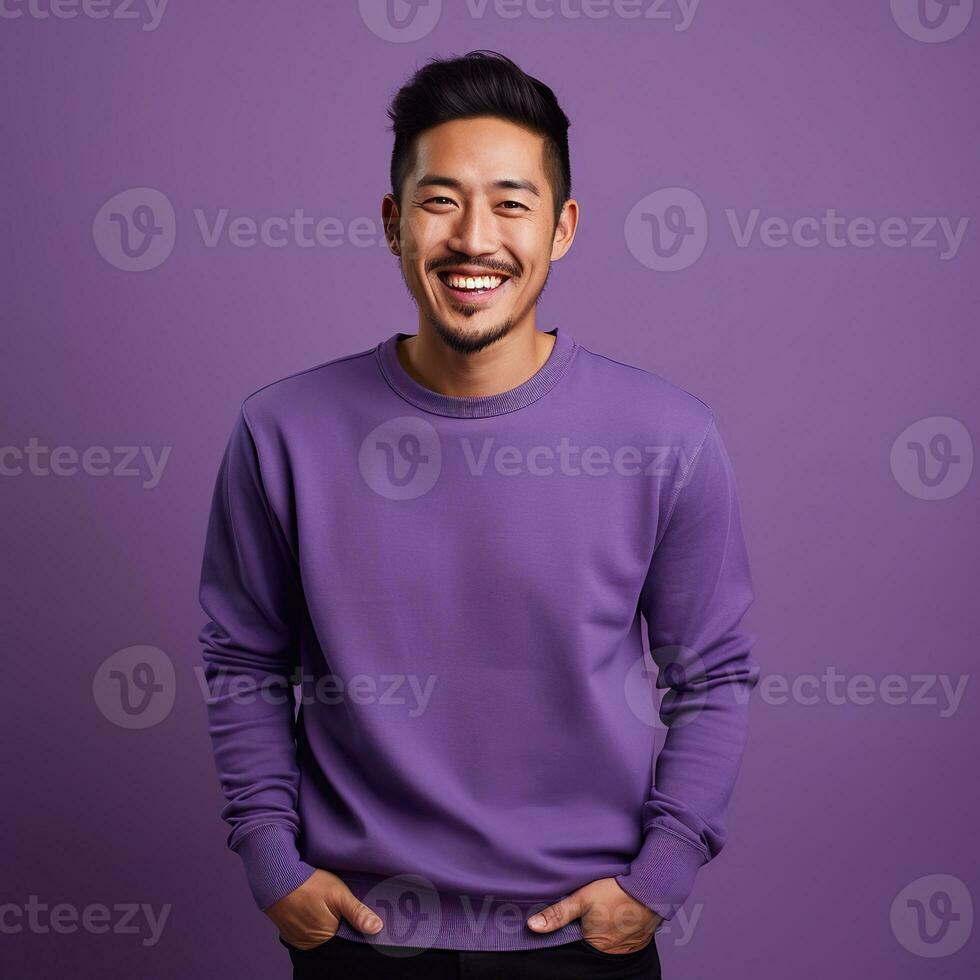 Illustration of a fashion portrait with plain sweater mockup, Ai generative , photo