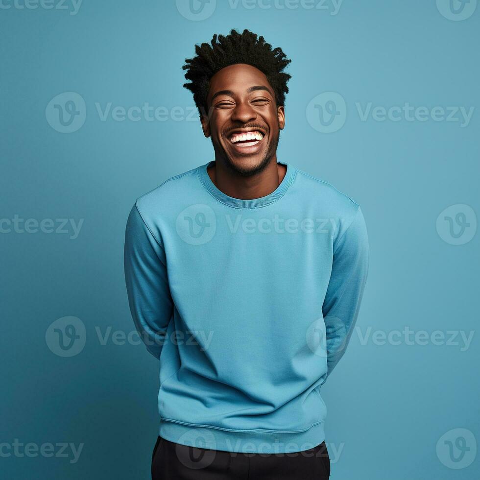 Illustration of a fashion portrait with plain sweater mockup, Ai generative , photo
