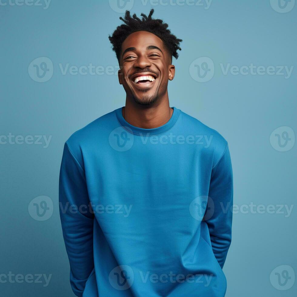 Illustration of a fashion portrait with plain sweater mockup, Ai generative , photo