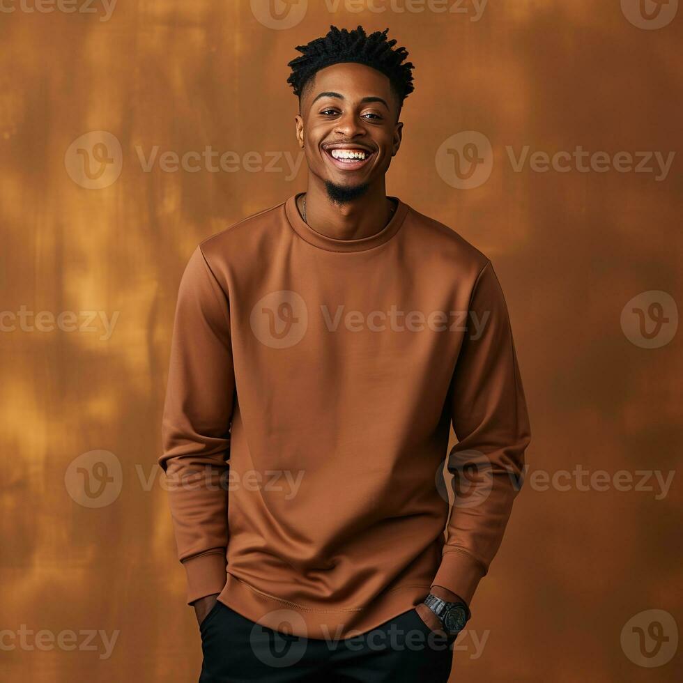 Illustration of a fashion portrait with plain sweater mockup, Ai generative , photo