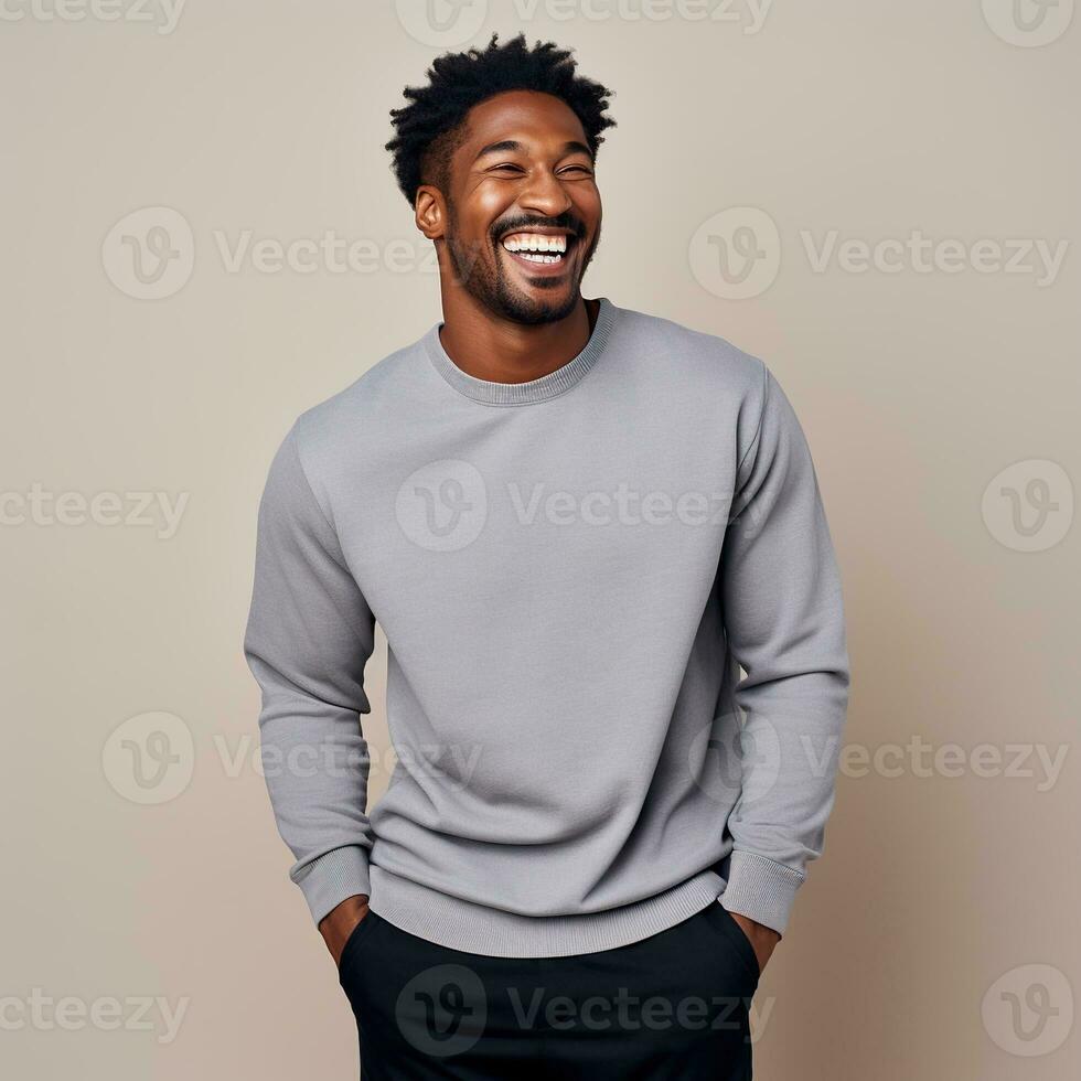 Illustration of a fashion portrait with plain sweater mockup, Ai generative , photo