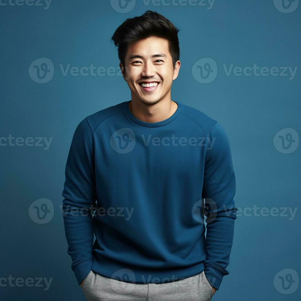 Illustration of a fashion portrait with plain sweater mockup, Ai generative , photo