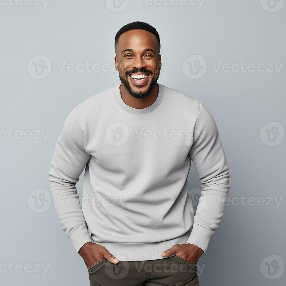 Illustration of a fashion portrait with plain sweater mockup, Ai generative , photo